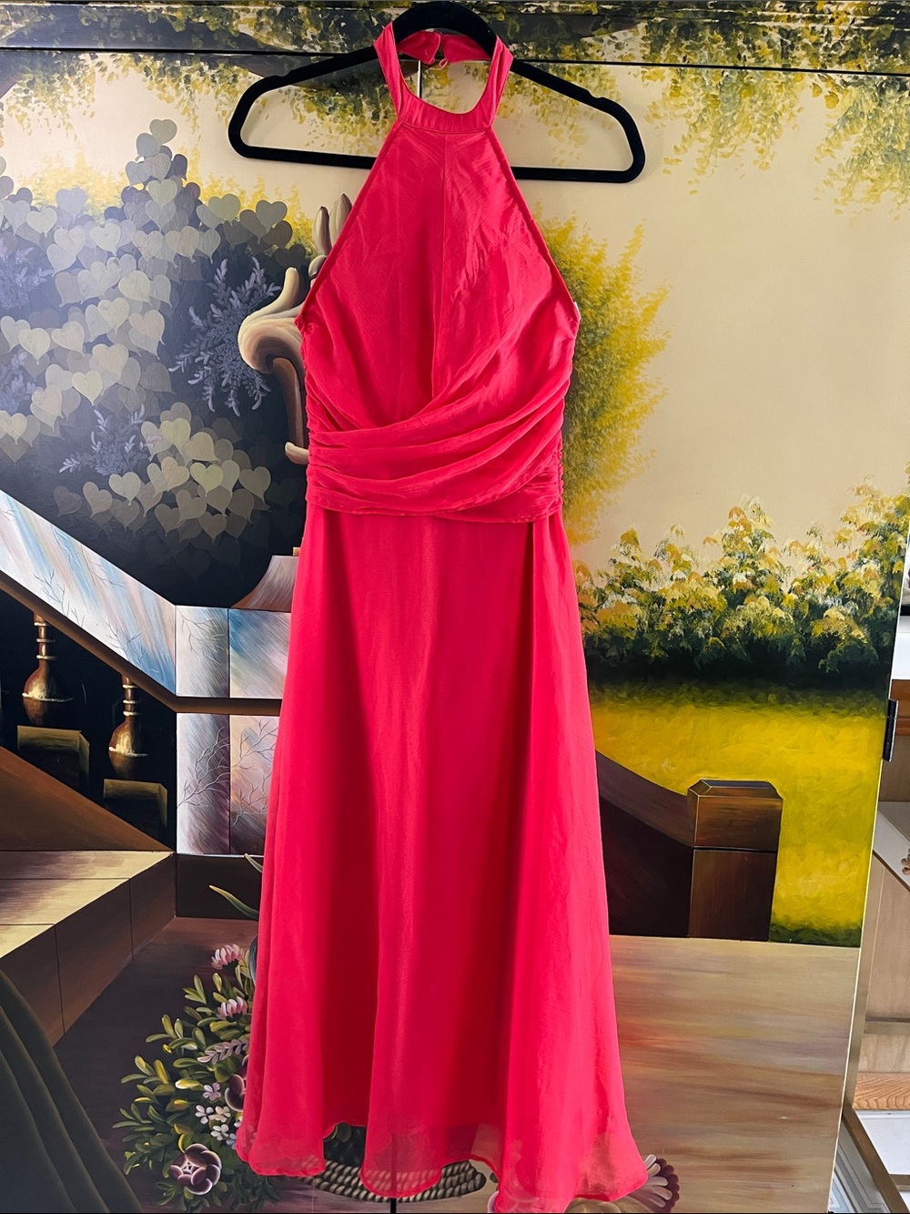 Red elegant halter maxi dress 2